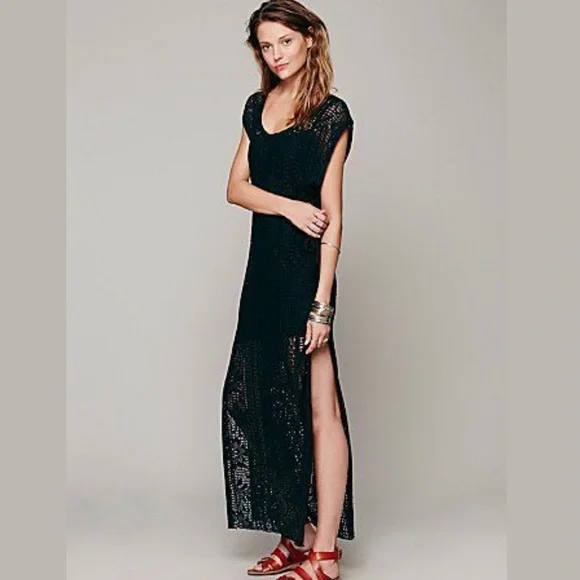 free people black crochet dress Free People Back to Black Crochet Dress Size 4